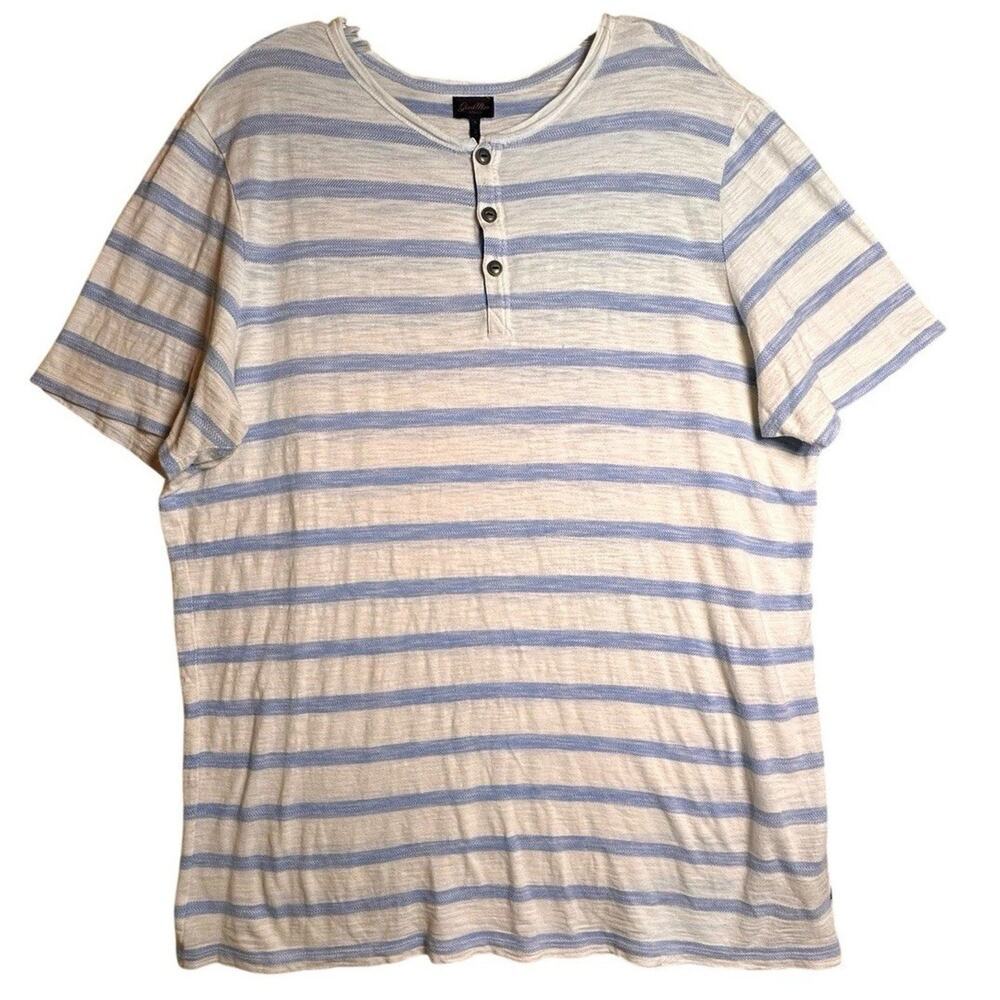 Good Man Brand Mens Cotton Striped Short Sleeve Legend Henley Shirt Sz XL Casual